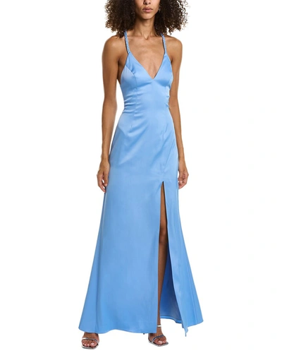 Shop Liv Foster Satin Mermaid Gown In Blue