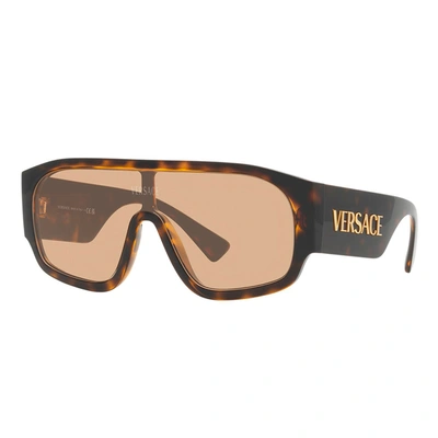 Shop Versace Ve 4439 108/73 Womens Shield Sunglasses In Brown