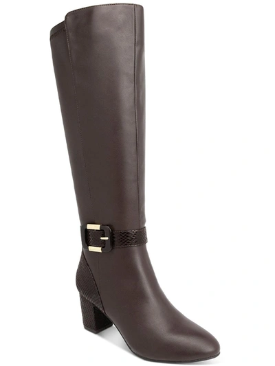 Shop Karen Scott Isabell Womens Pull On Wide Calf Knee-high Boots In Brown