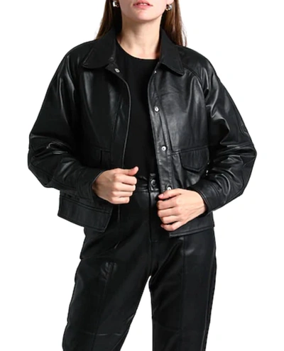 Shop Deadwood Kylie Leather Jacket In Black
