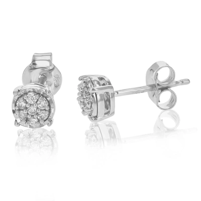 Vir Jewels 1/6 Cttw Round Lab Grown Diamond Stud Earrings Prong Set On .925 Sterling Silver In Silver