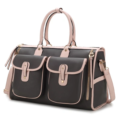 Mkf Collection By Mia K Genevieve Color Block Vegan Leather Women's Duffle Bag In Black