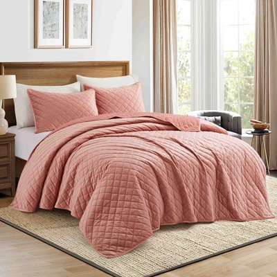 Shop Puredown Peace Nest 3-piece Premium Lightweight Velvet Plush Quilt Sets Bedspread Coverlet Sets
