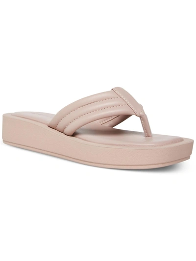 Shop Madden Girl Amarri Womens Faux Leather Toe-post Flatform Sandals In Beige