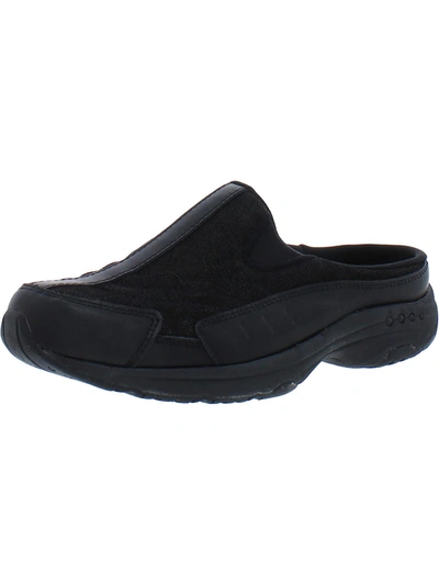 Shop Easy Spirit Travel Time 234 Womens Leather Comfort Insole Clogs In Black