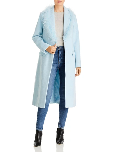 Shop Aqua Womens Feather Jacket Trench Coat In Blue