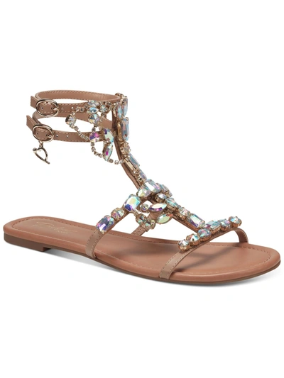 Thalia Sodi Jenesis Womens Rhinestone Faux Leather Gladiator Sandals In Multi