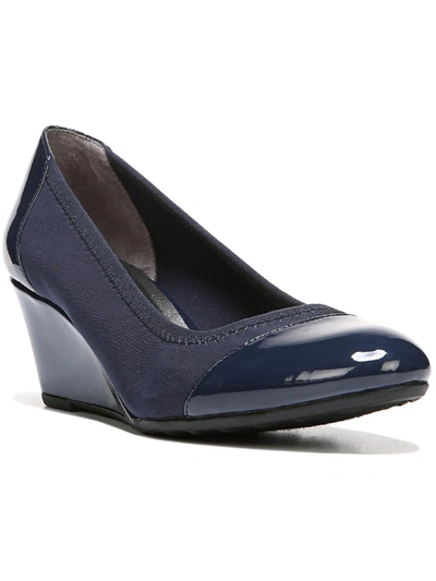 Shop Lifestride Juliana Str Womens Patent Padded Insole Wedge Heels In Blue