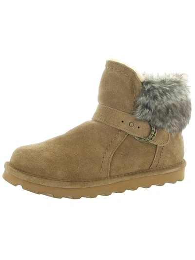 Shop Bearpaw Koko Womens Suede Faux Fur Trim Winter Boots In Multi