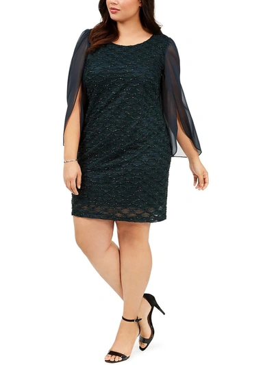 Shop Connected Apparel Plus Womens Jacquard Knee Sheath Dress In Multi