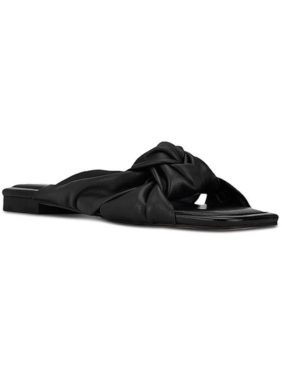 Marc Fisher Ltd Farisa 3 Womens Leather Square Toe Slide Sandals In Black