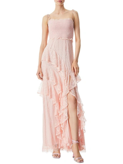 Shop Alice And Olivia Jocelyn Womens Smocked Long Maxi Dress In Pink