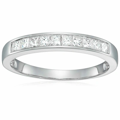 Shop Vir Jewels 1/2 Cttw Princess Cut Diamond Wedding Band 14k Gold Channel Set In Silver