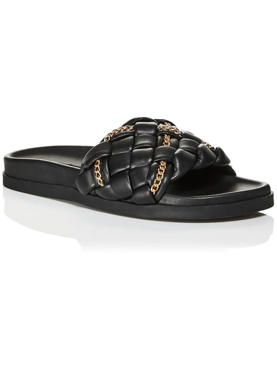 Shop Aqua Sofia Womens Slip On Chain Slide Sandals In Black