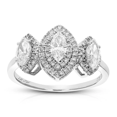 Shop Vir Jewels 1 Cttw Marquise Cut Lab Grown Diamond Engagement Ring 77 Stones 14k White Gold Prong Set 2/3 Inch In Silver