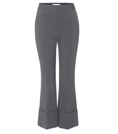 Stella Mccartney Cropped Flared Wool Trousers In Grey