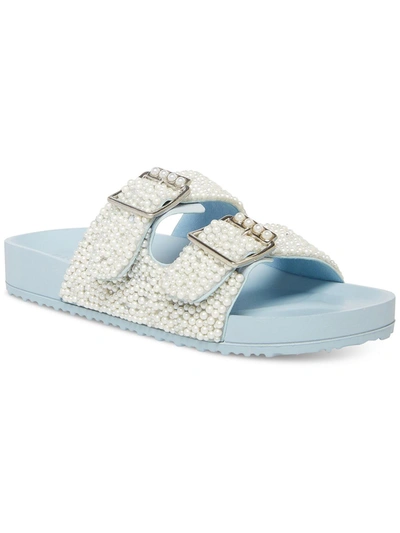 Shop Madden Girl Teddy Womens Buckles Strappy Slide Sandals In Blue