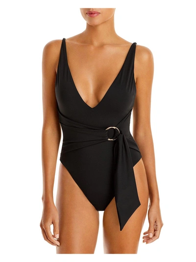 Shop Jonathan Simkhai Womens Plunge Beachwear One-piece Swimsuit In Black