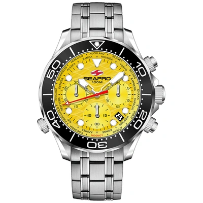 Seapro Mondial Timer Chronograph Quartz Mens Watch Sp0153 In Black