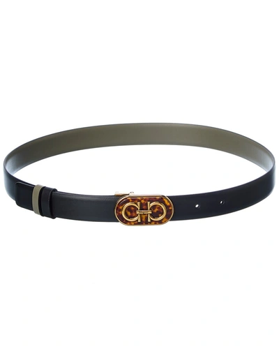 Shop Ferragamo Salvatore  Gancini Reversible & Adjustable Leather Belt In Black