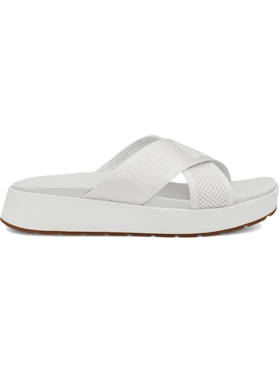 Shop Ugg Emily Mesh Womens Leather Slip On Slide Sandals In White