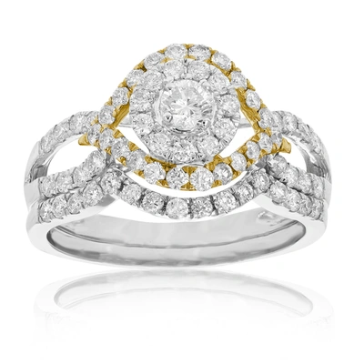 Shop Vir Jewels 1 Cttw Diamond Wedding Engagement Ring Set 14k White Yellow Gold Halo Bridal In Silver