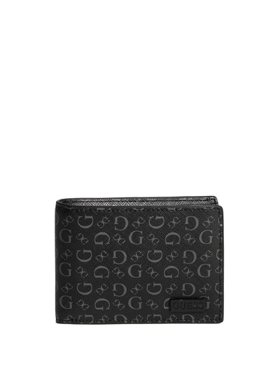 Shop Guess Factory Carter Logo Bifold Wallet In Black