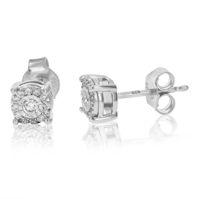 Vir Jewels 1/4 Cttw Round Lab Grown Diamond Stud Earrings For Women .925 Sterling Silver Prong Set In Silver