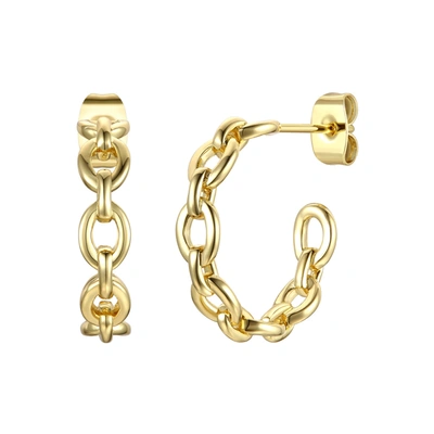Shop Rachel Glauber Rg 14k Gold Plated Modern Chain Link C-hoop Earrings