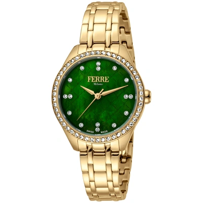 Shop Ferre Milano Women's Green Dial Watch In Gold