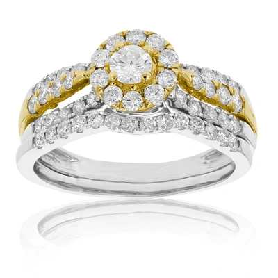 Vir Jewels 1 Cttw Diamond Wedding Engagement Ring Set 14k White Yellow Gold Bridal In Silver