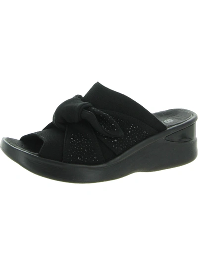 Shop Bzees Smile Bright Womens Cotton Open Toe Wedge Sandals In Black