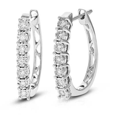 Vir Jewels 1/5 Cttw Round Lab Grown Diamond Hoop Earrings Made In .925 Sterling Silver Prong Set In Silver