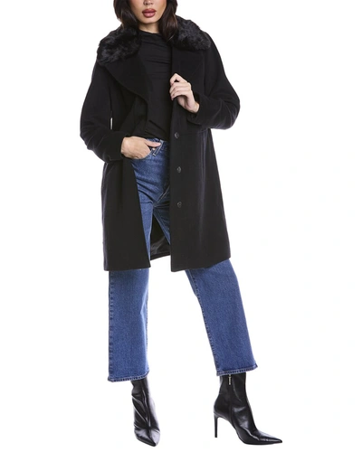 Shop Kenneth Cole New York Wool-blend Coat In Black