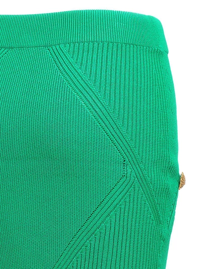 Shop Balmain Knitted Skirt In Green