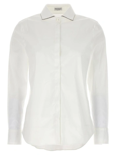 Shop Brunello Cucinelli Jewel Collar Shirt In White