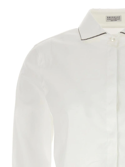 Shop Brunello Cucinelli Jewel Collar Shirt In White