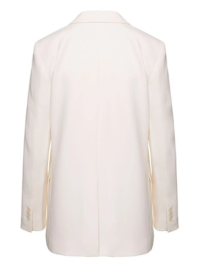 Shop Theory Crepe Double Breasted Blazer In White