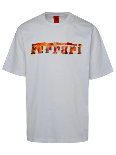 Shop Ferrari Multicolor Logo T-shirt In White