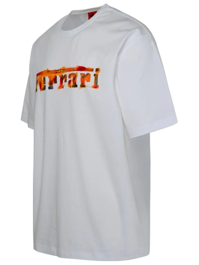 Shop Ferrari Multicolor Logo T-shirt In White