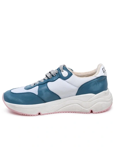 Shop Golden Goose Running Sole Two-color Leather Blend Sneakers In Blue