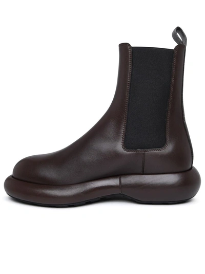 Shop Jil Sander Brown Leather Ankle Boots