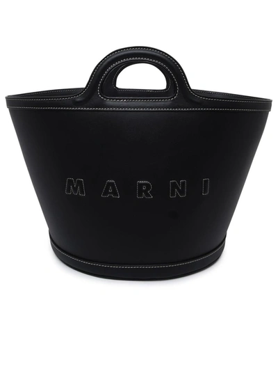 Shop Marni Black Leather Small Tropicalia Bag