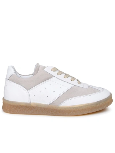 Shop Mm6 Maison Margiela White Leather Sneakers