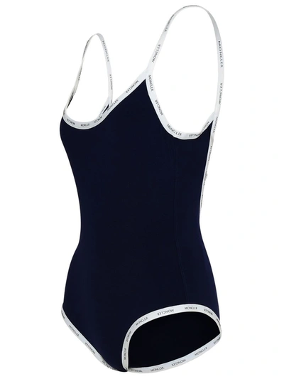 Shop Moncler Blue Nylon Blend One-piece Swimsuit