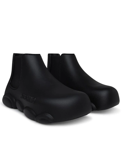 Shop Moschino Black Rubber Ankle Boots