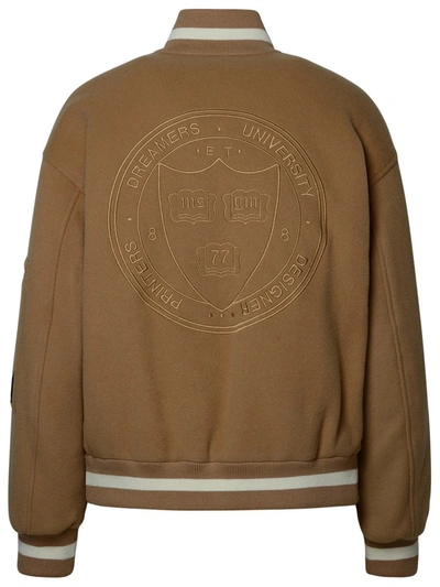 Msgm Wool Blend Bomber Jacket In Beige
