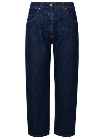 Shop Msgm Blue Cotton Jeans