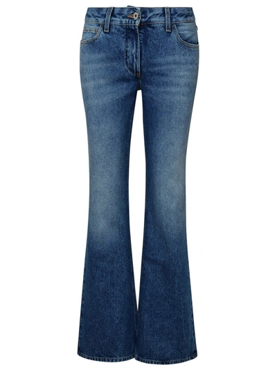 Shop Off-white Flare Blue Cotton Jeans