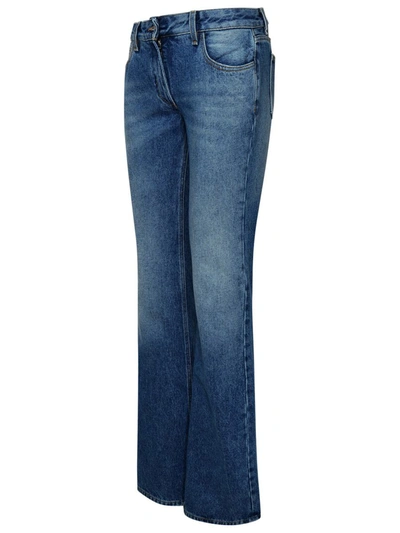 Shop Off-white Flare Blue Cotton Jeans